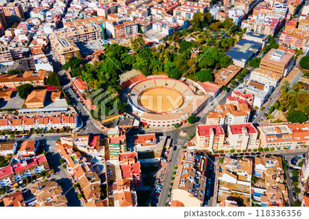 Fuengirola city center aerial panoramic view in Spain Fuengirola city center aerial panoramic view in Spain 118336356