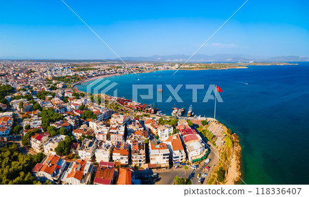 Didim city beach aerial panoramic view in Turkey 118336407