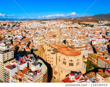 Malaga Cathedral aerial panoramic view in Andalusia, Spain Malaga Cathedral aerial panoramic view in Andalusia, Spain 118336419