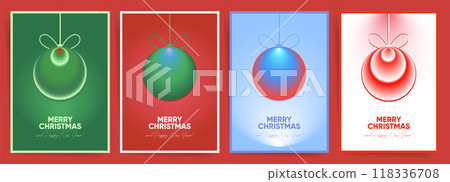 Christmas and New Year minimalist poster templates set. Modern gradient design with Christmas ornament silhouettes. A4 size backgrounds in festive colors for greeting cards, banners, posters, flyers. Christmas and New Year minimalist poster templates set. Modern gradient design with Christmas ornament silhouettes. A4 size backgrounds in festive colors for greeting cards, banners, posters, flyers. 118336708