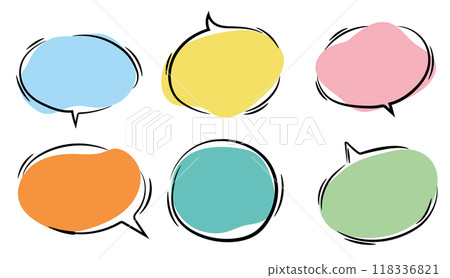 Color comic speech bubbles for design purposes. Highlighter marker frame. Vector doodle set. 118336821