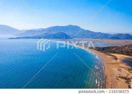 Iztuzu beach aerial panoramic view near Dalyan in Turkey 118336873