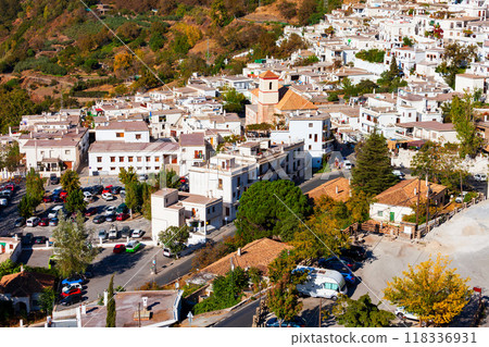 Pampaneira village aerial panoramic view in Spain 118336931