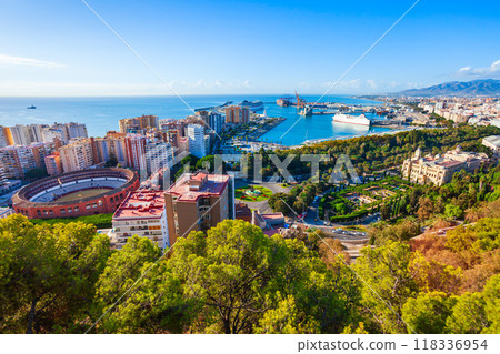 Malaga city aerial panoramic view in Andalusia, Spain Malaga city aerial panoramic view in Andalusia, Spain 118336954