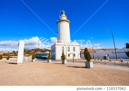 Lighthouse in the port of Malaga, Spain 118337062