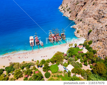 Butterfly Beach aerial panoramic view in Turkey Butterfly Beach aerial panoramic view in Turkey 118337070
