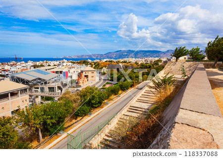 Heraklion city aerial panoramic view, Crete island, Greece Heraklion city aerial panoramic view, Crete island, Greece 118337088