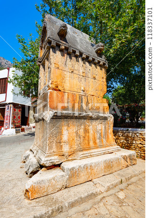 Ancient lycian tomb in Kas town, Turkey 118337101