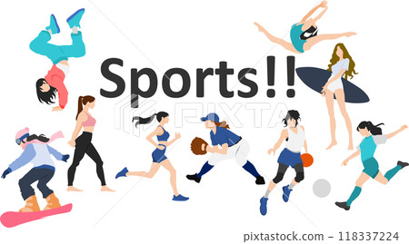 Illustration of women playing sports Illustration of women playing sports 118337224