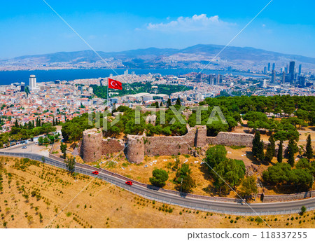 Kadifekale aerial panoramic view in Izmir city in Turkey 118337255