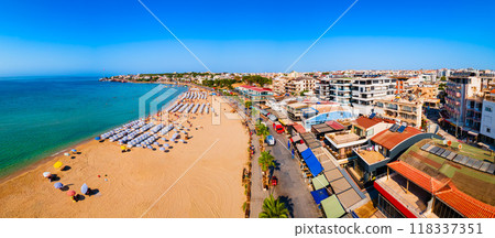 Didim city beach aerial panoramic view in Turkey Didim city beach aerial panoramic view in Turkey 118337351