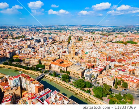 Murcia city aerial panoramic view in Spain 118337369