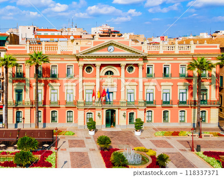 Murcia Town Hall aerial panoramic view in Spain 118337371