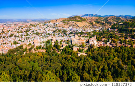 The Alhambra aerial panoramic view in Granada, Spain 118337373