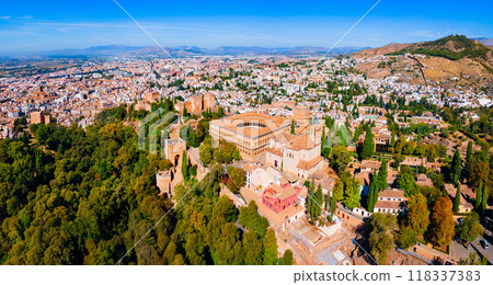 The Alhambra aerial panoramic view in Granada, Spain 118337383