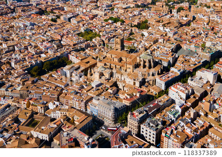 Granada Cathedral city aerial panoramic view in Spain Granada Cathedral city aerial panoramic view in Spain 118337389