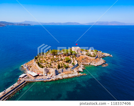 Lanjaron Castle aerial panoramic view in Alpujarras, Spain 118337406