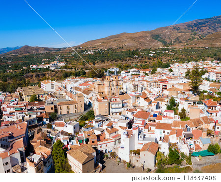 Orgiva town aerial panoramic view in Alpujarras, Spain 118337408