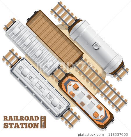 Railway station on a white background. View from above. Vector illustration. 118337603