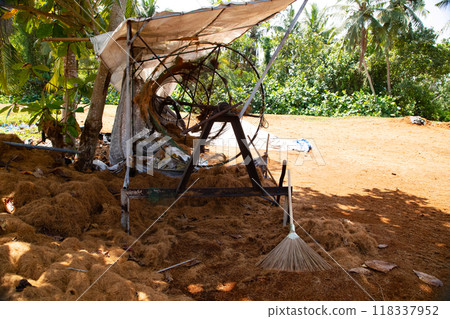 coconut coir rope making with traditional process 118337952