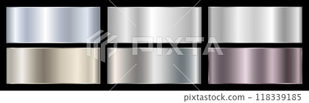 Set with silver gradients on a black background. A palette of colors for the design, a collection of high-quality ingredients. Set with silver gradients on a black background. A palette of colors for the design, a collection of high-quality ingredients. 118339185