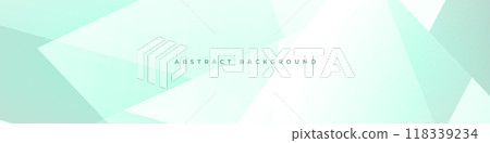 Light mint modern abstract wide green banner background with geometric shapes. 118339234