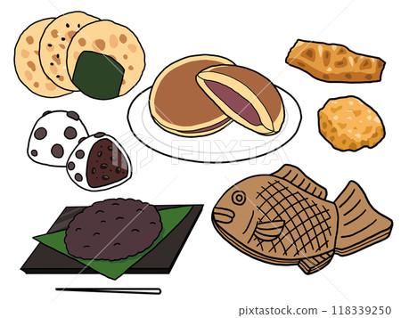 Japanese sweets illustration set 118339250