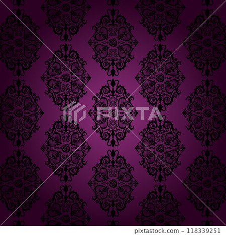 Vector background illustration of arabesque pattern of roses and thorns 118339251