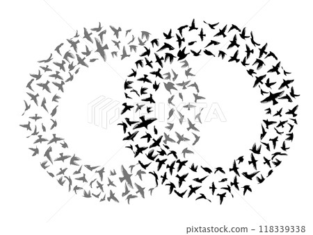 round frame of birds . hand drawing. Not AI. Vector illustration round frame of birds . hand drawing. Not AI. Vector illustration 118339338