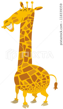 happy cartoon giraffe wild animal character 118339359