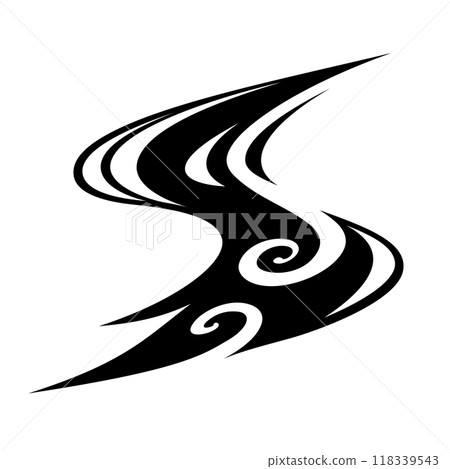 清涼的流水波紋剪影素材 118339543