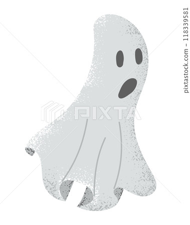 Scared cute ghost with grunge texture 118339581