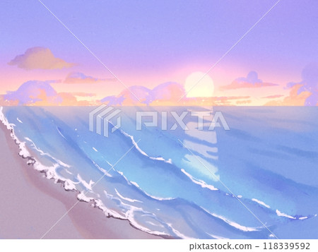 夕陽的天空與大海插畫 118339592