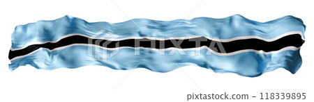 Stylized flag of Botswana waving in the wind, isolated on white background. Footer, header or divider. Cut out wide, panoramic element. Banner for patriotic themes or national event promotions. 3D. Stylized flag of Botswana waving in the wind, isolated on white background. Footer, header or divider. Cut out wide, panoramic element. Banner for patriotic themes or national event promotions. 3D. 118339895