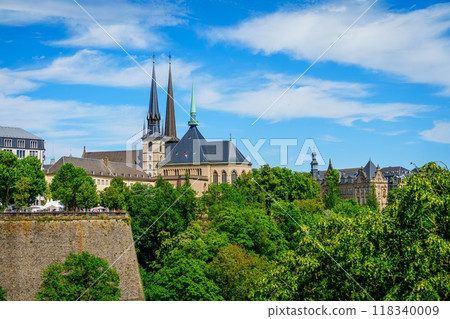 Notre-Dame Cathedral and a portion of the fortress wall Luxembourg City 118340009