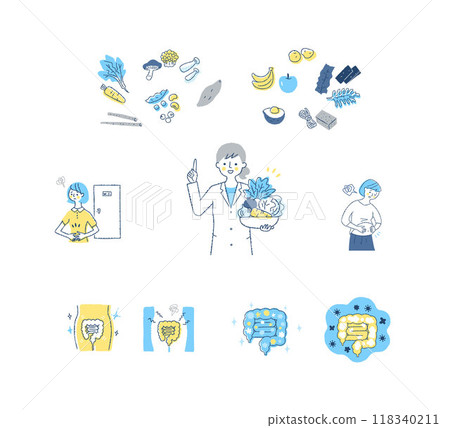 各組腸道狀況良好和狀況不佳的腸道 各組腸道狀況良好和狀況不佳的腸道 118340211