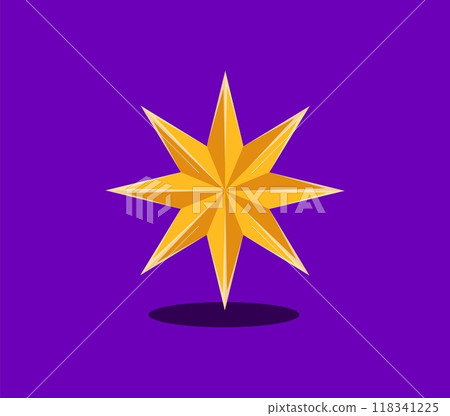 Merry Christmas font, dot symbol in shape of eight-pointed golden star with sharp, symmetrical points. Isolated cartoon vector xmas alphabet sign, winter holiday type, festive typeface character Merry Christmas font, dot symbol in shape of eight-pointed golden star with sharp, symmetrical points. Isolated cartoon vector xmas alphabet sign, winter holiday type, festive typeface character 118341225