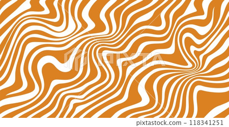 Swirl caramel pattern, seamless wavy peanut background with wavy lines in orange and white. Vector sweet candy abstract psychedelic texture, distorted ornament with flowing peanut butter wave effect Swirl caramel pattern, seamless wavy peanut background with wavy lines in orange and white. Vector sweet candy abstract psychedelic texture, distorted ornament with flowing peanut butter wave effect 118341251