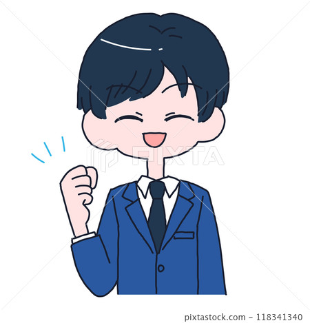 Illustration of a man in a suit making a fist pump Illustration of a man in a suit making a fist pump 118341340