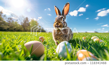 Easter Bunny in a Sunny Meadow 118341488
