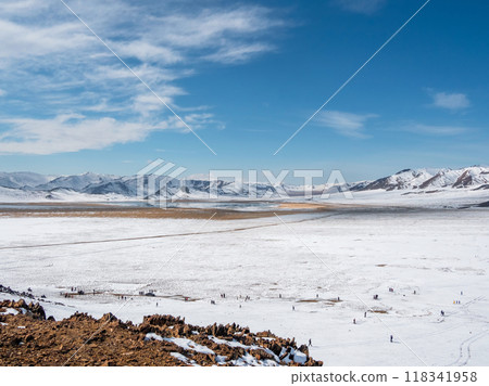 winter landscape with a road through the mountains 118341958