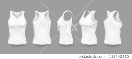 White women tank tops with brand mockup illustration set 118342410