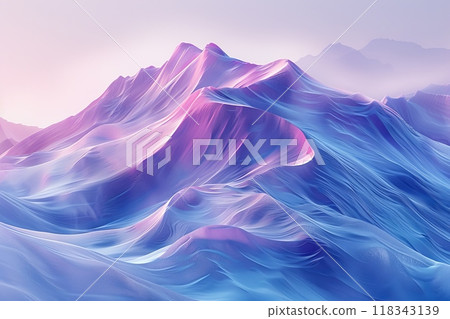 Surreal Pink and Blue Mountainous Landscape. Wallpaper Background Generative AI 118343139