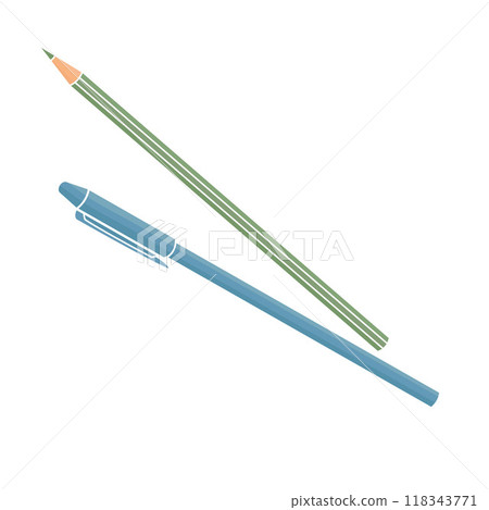 capped pen and pencil color vector illustration capped pen and pencil color vector illustration 118343771