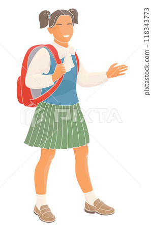 schoolgirl in school uniform with backpack schoolgirl in school uniform with backpack 118343773