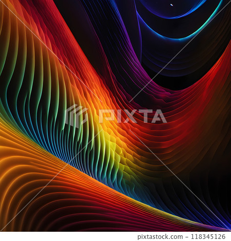 Vibrant Digital Waves in a Gradient of Warm to Cool Tones Vibrant Digital Waves in a Gradient of Warm to Cool Tones 118345126