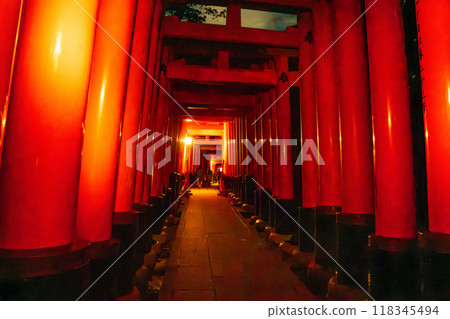 Fushimi Inari Taisha by night, in Kyoto, Japan 118345494