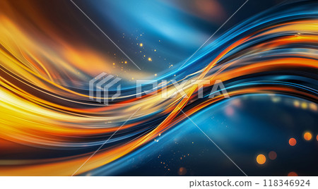 帶有發光橙色和藍色線條的快速光流 帶有發光橙色和藍色線條的快速光流 118346924