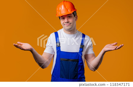 Ignorant mature 30s builder foreman, shoulders up - can't help,makes I dont know Ignorant mature 30s builder foreman, shoulders up - can't help,makes I dont know 118347171