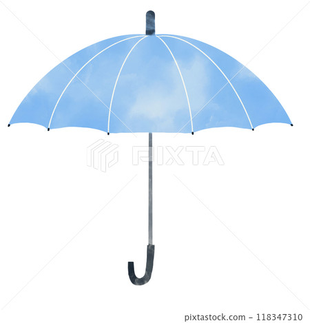 水彩風格簡約淺藍色雨傘 水彩風格簡約淺藍色雨傘 118347310